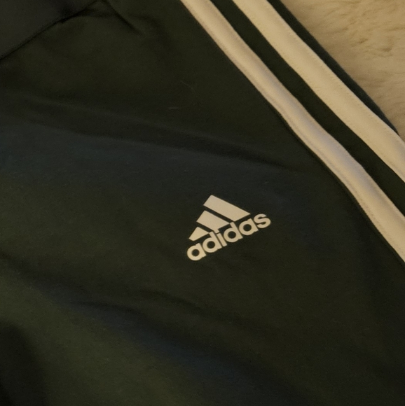 ADIDAS Women's Olive Green White Stripes Yoga Exercise Leggings - Picture 3 of 6